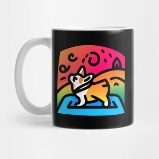 Corgi Yoga Pose Peaceful Sign Retro Colorful Mug